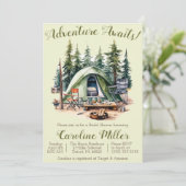 アドベンチャー待て！テント、キャンプ、ブライダルシャワー 招待状 (スタンド正面)