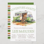 アドベンチャー待て！トレーラー、キャンプ、ブライダルシャワー 招待状 (正面/裏面)