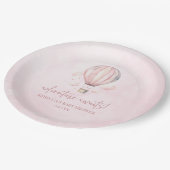 アドベンチャー待て！ピンクのホットエアバルーン赤ちゃんシャワー ペーパープレート (アングル)