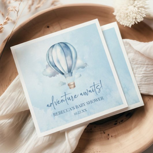 アドベンチャー待て！ブルーホットエアバルーン赤ちゃんシャワー スタンダードランチョンナプキン