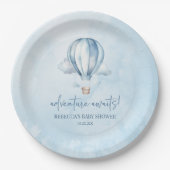 アドベンチャー待て！ブルーホットエアバルーン赤ちゃんシャワー ペーパープレート (正面)