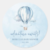 アドベンチャー待て!ブルーホットエアバルーン赤ちゃんシャワー ラウンドシール (正面)