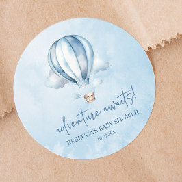 アドベンチャー待て！ブルーホットエアバルーン赤ちゃんシャワー ラウンドシール