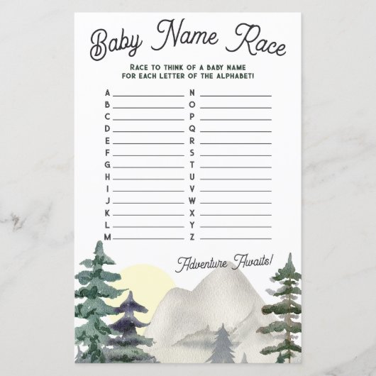 アドベンチャー待て！ベビー名レースベビーシャワーゲーム (正面)