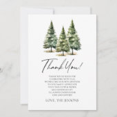 アドベンチャー待て！冬の松の木の赤ちゃんシャワー サンキューカード (正面)