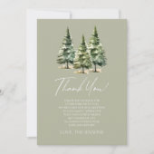 アドベンチャー待て!冬の松の木の赤ちゃんシャワー サンキューカード (正面)