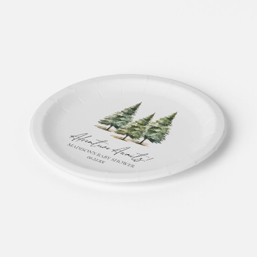 アドベンチャー待て!冬の松の木の赤ちゃんシャワー ペーパープレート (アングル)