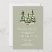 アドベンチャー待て！冬の松の木の赤ちゃんシャワー 招待状 (正面)