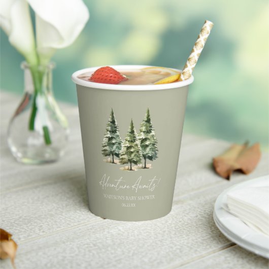 アドベンチャー待て!冬の松の木の赤ちゃんシャワー 紙コップ (インサイチュ)