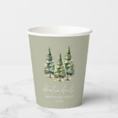 アドベンチャー待て!冬の松の木の赤ちゃんシャワー 紙コップ (裏面)