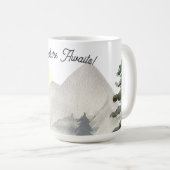 アドベンチャー待て！水彩山の夕日 コーヒーマグカップ (正面右)