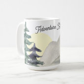 アドベンチャー待て！水彩山の夕日 コーヒーマグカップ (正面左)