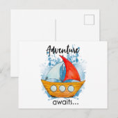 アドベンチャー待機中 ボート ポストカード (正面/裏面)