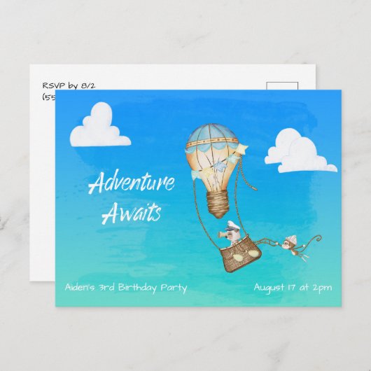 アドベンチャー気球の猿 ポストカード (正面/裏面)