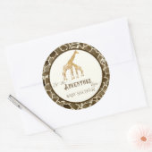 アドベンチャー男の赤ちゃんシャワーウォーターカラーキリンテーマ ラウンドシール (封筒)