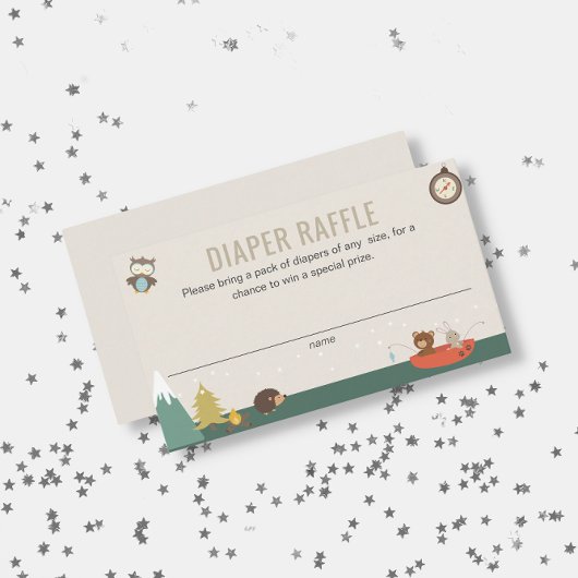 アドベンチャー男女兼用おむつラッフルベビーシャワー エンクロージャーカード