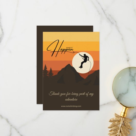 アドベンチャー登山マウンテンサンセットサンキューカード サンキューカード (正面/裏面インサイチュ)