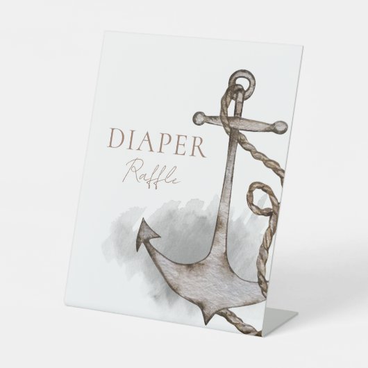 アドベンチャー白航海の赤ちゃんシャワーおむつラッフル 台座サイン (正面)