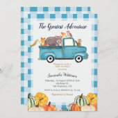 アドベンチャー素晴らしブルージンガム秋の赤ちゃんシャワー 招待状 (正面/裏面)