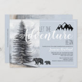 アドベンチャー素朴がベビーシャワーをメールで待つ 招待状 (正面/裏面)