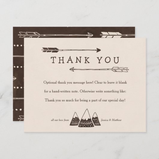 アドベンチャー素朴をテーマにしたシャワー用サンキューカード サンキューカード (正面/裏面)