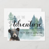 アドベンチャー素朴ウォーターカラーベア妊娠 案内状 (正面/裏面)
