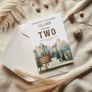 アドベンチャー素朴ハッピーキャンパー秒誕生日 招待状