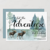 アドベンチャー素朴ムースボーイキャンプ誕生日 招待状 (正面/裏面)