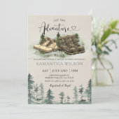 アドベンチャー素朴開始ハイキングブーツブライダルシャワー 招待状 (スタンド正面)