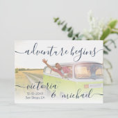 アドベンチャー結婚の写真日付を保存する招待状 招待状 (スタンド正面)