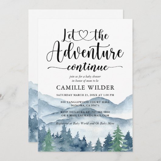 アドベンチャー継続フォレストベビーシャワー招待状 招待状 (正面/裏面)
