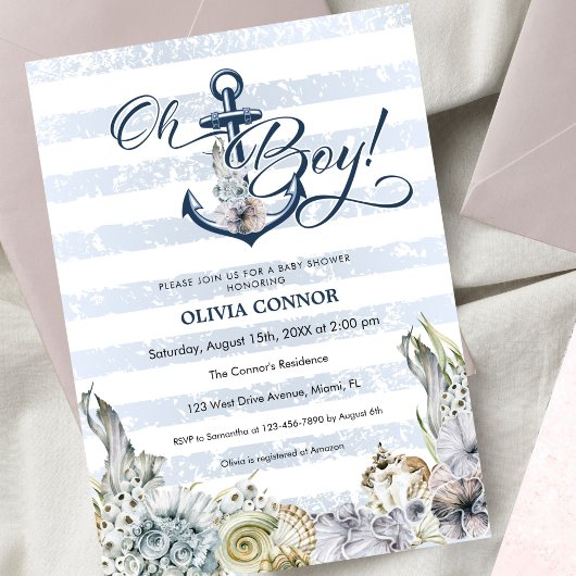 アドベンチャー航海のいかりオーボーホベイビーシャワー 招待状
