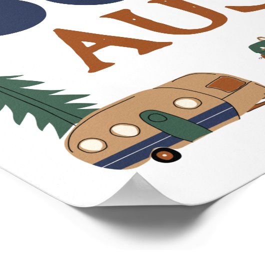 アドベンチャー誕生日カスタムキャンプサイン ポスター (角)