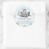 アドベンチャー開始かわいいクマ飛行機男の子ベイビーシャワー ラウンドシール (バッグ)