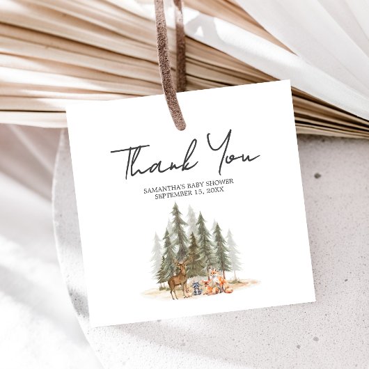 アドベンチャー開始ウッドランド動物の赤ちゃんシャワー広場 フェイバータグ