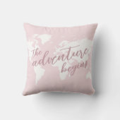 アドベンチャー開始トラベルテーマピンク クッション (裏面)