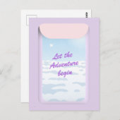 アドベンチャー開始ブルースカイ飛行機ウィンドウ ポストカード (正面/裏面)