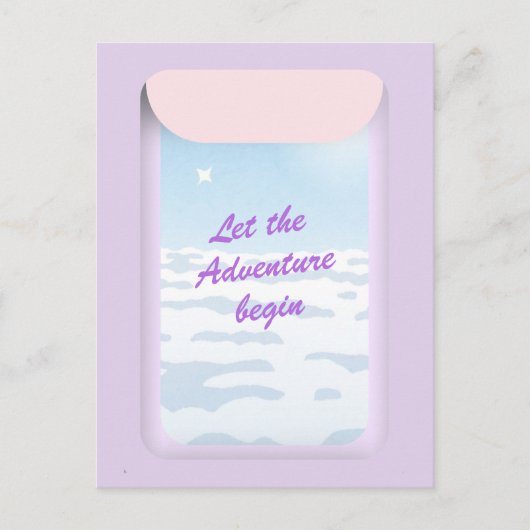 アドベンチャー開始ブルースカイ飛行機ウィンドウ ポストカード (正面)