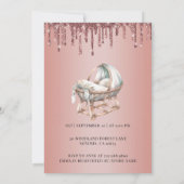 アドベンチャー開始ベビーシャワーバラ金ゴールドグリッター 招待状 (裏面)