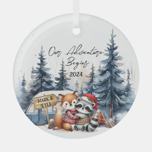 アドベンチャー開始初めてのクリスマス新婚オーナメント ガラスオーナメント (正面)
