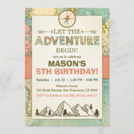 アドベンチャー開始誕生日招待トラベルマップ 招待状