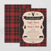 アドベンチャー開始！ バッファロープレイドのカップルシャワー 招待状 (正面/裏面)