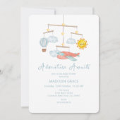 アドベンチャー飛行機熱気球ベビーシャワー 招待状 (正面)