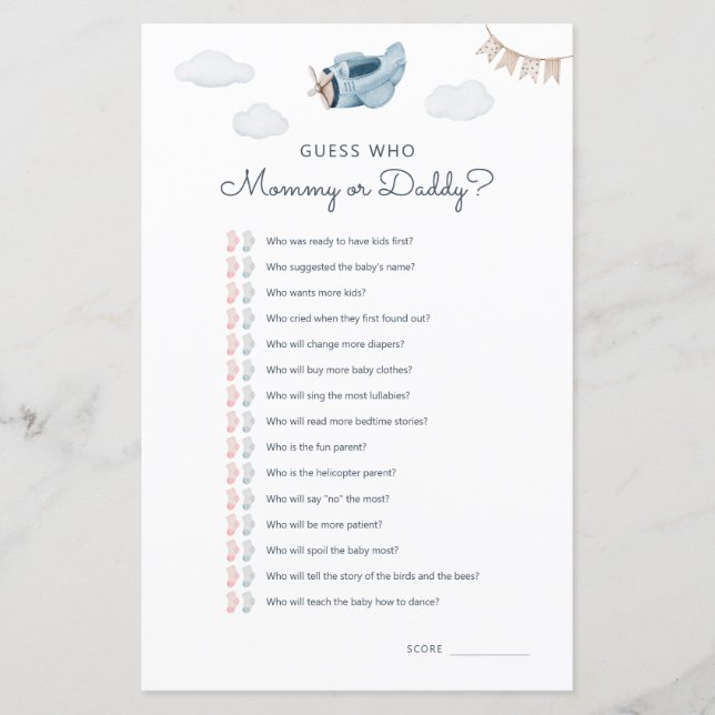 アドベンチャー飛行機赤ちゃんシャワー誰がゲーム (正面)