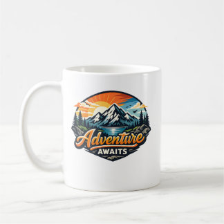 アドベンチャー・アウェイツ – 山の風景 アウトドア コーヒーマグカップ