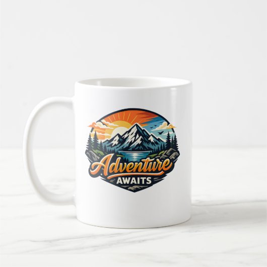 アドベンチャー・アウェイツ – 山の風景 アウトドア コーヒーマグカップ (左)