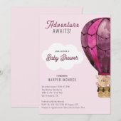 アドベンチャー・イン・ピンク 女の子のベイビーシャワー 招待状 (正面/裏面)