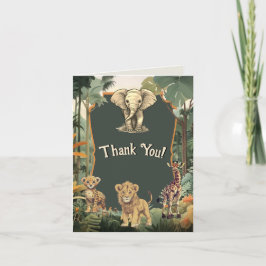 アドベンチャー ジャングル 動物 ベビー シャワー サンキューカード