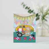 アドベンチャー ハッピー キャンパー RV レトロ ポストカード (スタンド正面)