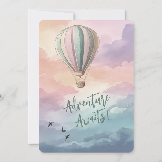 アドベンチャー・ヘアウェイト・ホットエアバルーン・ベイビーシャワー 招待状 (裏面)
